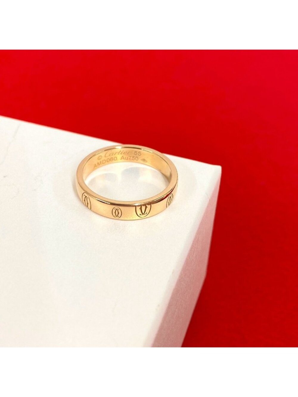 Cartier Happy Birthday Ring Logo Stamp 55 Pink Gold